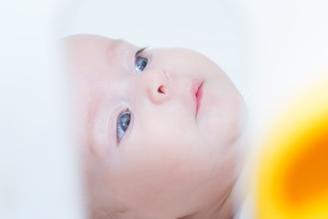 Baby closeup in the crib 