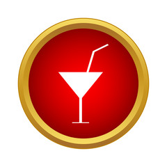 Martini glass with cocktail icon in simple style on a white background