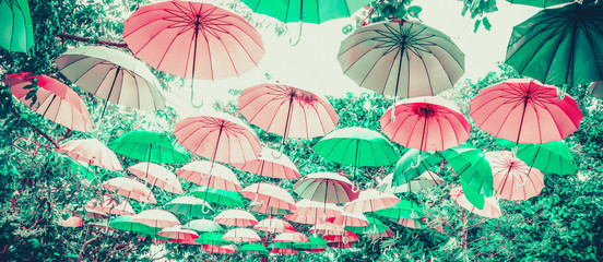 Pastel color of umbrella for banner