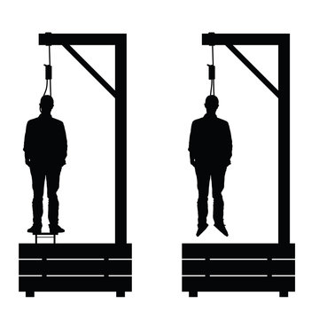 gallows set in black color with man on it illustration