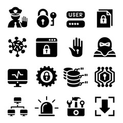 Network , computer , data and internet security icon set