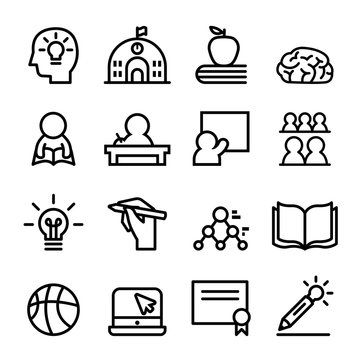 School icon set Line vector illustration