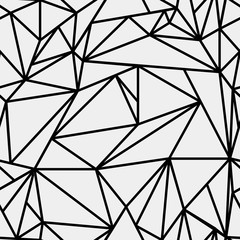 Geometric simple black and white minimalistic pattern, triangles or stained-glass window. Can be used as wallpaper, background or texture.