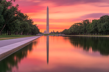 Fototapeta na wymiar Washington DC, USA Washington Monument at the Reflecting Pool