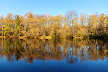 Fototapeta na wymiar autumn landscape with reflections