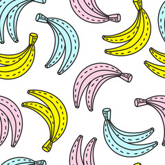 Vector seamless pattern of Bananas. Summer mood