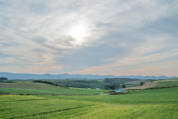 biei hokkaido japan , sunset Shinei Hill Observatory Park (shinei no oka)