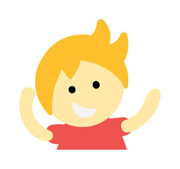 Cute blonde young boy isolated. Small school boy stands and youth cheerful fun character. Vector character boy stands and lifestyle one beautiful stand adorable teen.