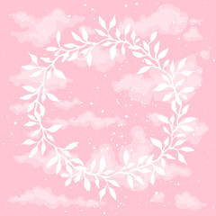 Fototapeta na wymiar floral frame on sky background