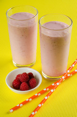 Healthy Breakfast. Raspberry smoothies.