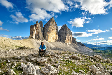 Wanderer im Gebiet der Dolomiten, 3 Zinnen