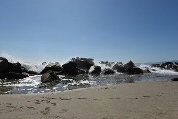 long exposure at Venice beack with sea and rocks