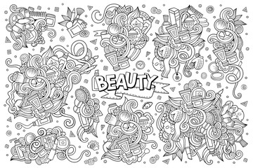 Vector hand drawn doodle cartoon set of objects 