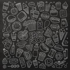 Chalkboard vector hand drawn Doodle cartoon set of objects 
