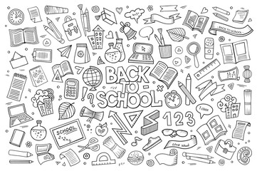 School and education doodles hand drawn vector symbols