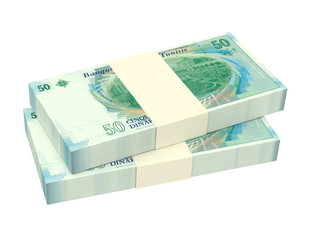 Tunisian dinars bills isolated on white background. 3D illustration.