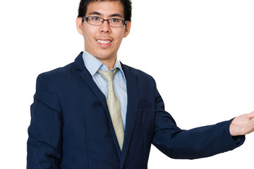 Portrait of a successful business asian man giving a hand