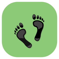 Vector illustration of Foot Prints Flat Icon.
Black Footprints internet icon concept.