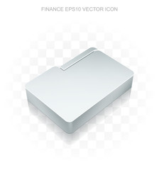 Finance icon: Flat metallic 3d Folder, transparent shadow, EPS 10 vector.