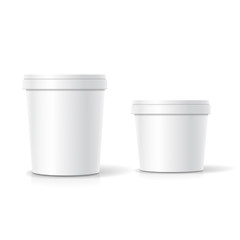 Vector set of blank plastic bucket container packaging isolated on white