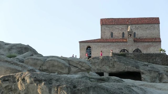 Panoramic view of Uplistsikhe, an ancient rock-hewn town near Gori in Georgia.