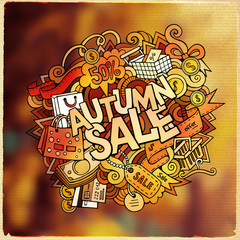 Autumn sale hand lettering and doodles elements 