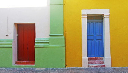Colorful doors in Campeche, Mexico