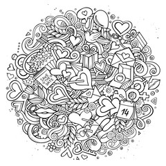 Cartoon vector hand drawn Doodle Love illustration