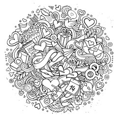 Cartoon vector hand drawn Doodle Love illustration