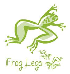  frog lags french meal concept illustration. green animal vector