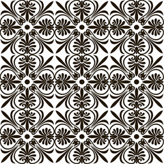 Seamless black vintage pattern on white background