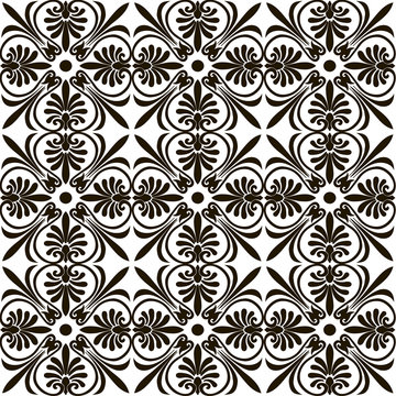Seamless black vintage pattern on white background