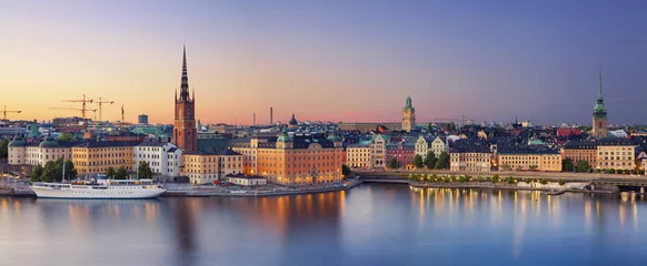 Abwaschbare Fototapete Stockholm Stockholm.Panoramabild von Stockholm, Schweden während des Sonnenuntergangs.