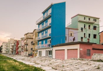 Fototapeta na wymiar Typical houses in Sottomarina (Italy).