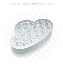 Flat metallic cloud technology 3dCloud With Code icon, vector illustration.