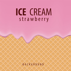 Vector background of strawberry ice cream