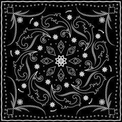 Black handkerchief with white ornament - 116340356