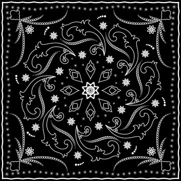 Black handkerchief with white ornament