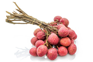 Isolated bunch of lychee on the white background