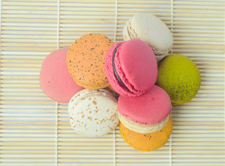 Colorful dessert french macaroons
