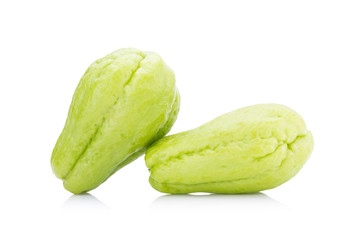 Chayote on white background