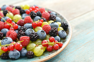 Summer berries on plate