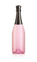 Mock-up Transparent Isolated Realistic Champagne Rose Bottle Vector