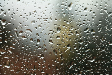 Rain drops on window , summer rainy day