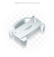 Travel icon: Flat metallic 3d Car, transparent shadow EPS 10 vector.