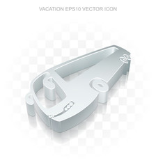 Travel icon: Flat metallic 3d Bus, transparent shadow, EPS 10 vector.