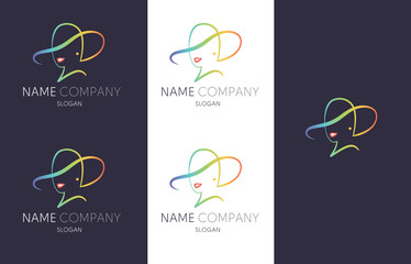 Woman in a hat smiling fashion ear flat logo