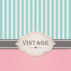 Pink and blue vintage style label frame. Vector illustration.