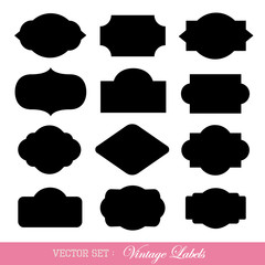 Set of vintage silhouette frames. Vector illustration.