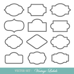 Set of vintage frames isolated on white. Vector illustration.